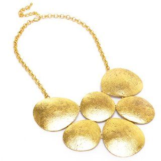 Vintage Golden Chain Circle Flower Petal Pendant Bib Necklace Jewelry