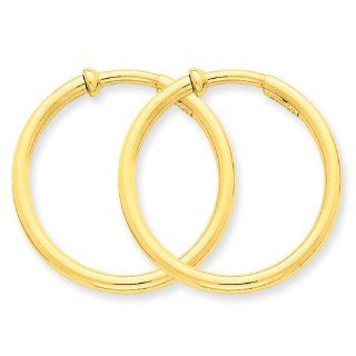 14k Yellow Gold Non pierced Hoops Earrings: Jewelry