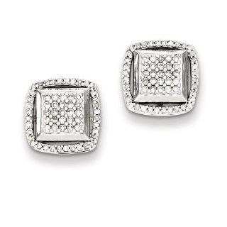 Sterling Silver Diamond Post Earrings. Carat Wt  0.47ct. Metal Wt  2.71g: Jewelry