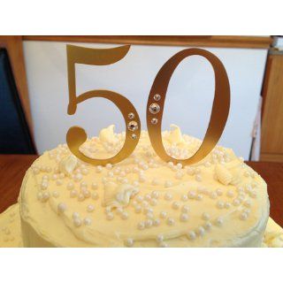 Cathy's Concepts 50th Wedding Anniversary Rhinestone Cake Topper, Gold Decorative Cake Toppers Kitchen & Dining