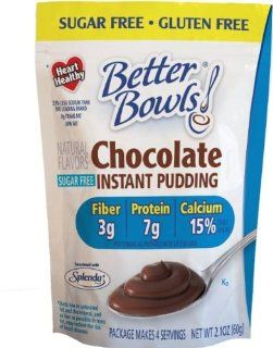 Better Bowls Chocolate Sugar free (Splenda) Instant Pudding, Heart Healthy, Good Source of Fiber, Protein & Calcium, 2 Ww Points, (2.1 Oz Pouches) Pack of 6 : Pudding Mixes : Grocery & Gourmet Food