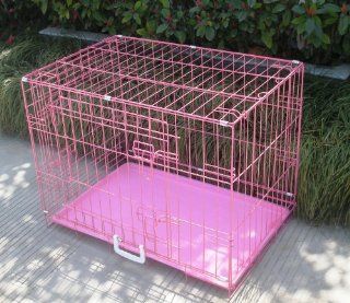 New Pink 24" Pet Folding Suitcase Dog Cat Crate Cage Kennel Pen w/ABS Tray LC : Kennel For Cats : Pet Supplies