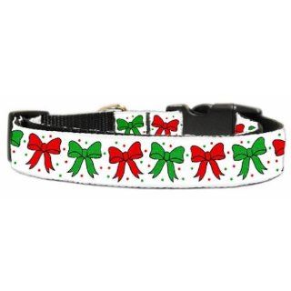 Dog Supplies Christmas Bows Nylon Ribbon Collar Medium : Pet Leashes : Pet Supplies