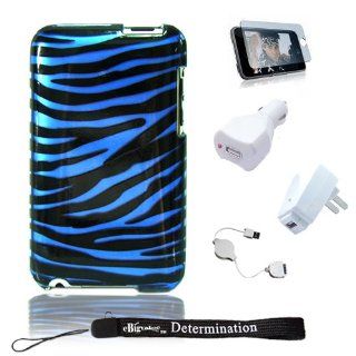 Premium Durable Hard Kickstand Case For Apple iPod Touch 2nd and 3rd Generation + Home and Car USB Charger + Sync Cable + Screen Protector + (Blue) : MP3 Players & Accessories