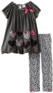 Nannette Girls 2 6X 2 Piece Leopard Legging Set, Grey Heather, 4: Clothing