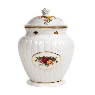 Royal Albert Old Country Roses 11 inch Fluted Cookie Jar: Kitchen & Dining