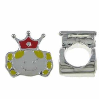 "Little Girl with Crown/Princess Charm" Bead Spacers Bead for Bracelets Compatible with Pandora, Biagi, Troll, Chamilla and Many Others: Jewelry