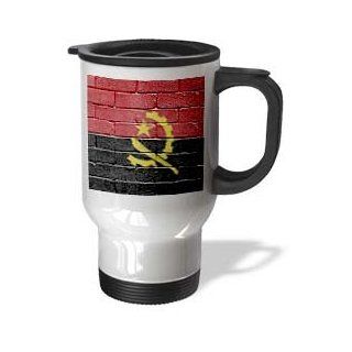 Carsten Reisinger Illustrations   National flag of Angola painted onto a brick wall Angolan   Travel Mug   14oz Stainless Steel Travel Mug: Kitchen & Dining