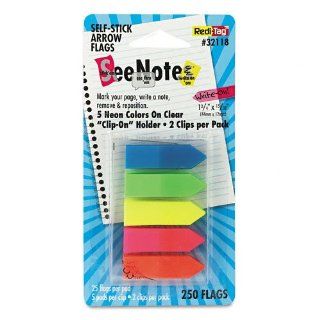 SeeNotes Transparent Film Arrow Flags, Asstd Colors, 5 Pads of 50 Flags/Pack : Sticky Note Dispensers : Office Products