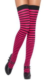 Smiffy's Over The Knee Striped Ideal Stockings Costume, Black/Pink, One Size Costume Accessories Clothing