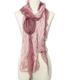 Mauve Pink Lightweight Rosebud Knit Scarf: Clothing