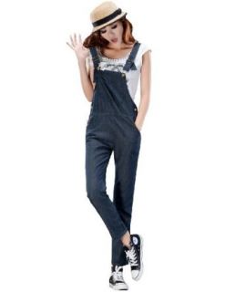 Lana Hua Women's Long Denim Washed Loose Dungarees Overall Jeans: Clothing