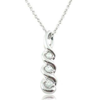 Sterling Silver 1/8ct Diamonds Past Present Future Journey Necklace Jewelry