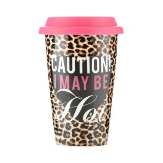Lipsy Brown leopard Caution! coffee cup