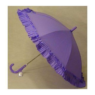 Children's Purple Ruffle Umbrella, Matching Plastic Handle and Tip with Clear Plastic Safety Tips on Outside Ribs, Great Gift Idea: Sports & Outdoors