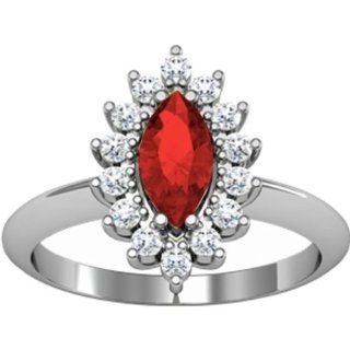 14K White Gold Ruby and Diamond Ring: Jewelry