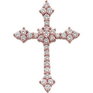 14K Rose Gold Diamond Cross Pendant   0.90 Ct.    LIFETIME WARRANTY: Jewelry