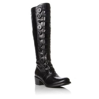 Dune Dune black tye button detail leather riding boots