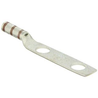 Panduit LCC2 12W Q Code Conductor Lug, Two Hole, Long Barrel With Window, #2 AWG Copper Conductor Size, 1/2" Stud Size, Brown Color Code, 1.75" Stud Hole Spacing, 1 1/4" Wire Strip Length, 0.08" Tongue Thickness, 0.75" Tongue Width