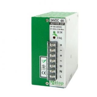 Atop 100W/4A DIN Rail 24 VDC power supply. Model No. AD1100 24F, Part No. 50501001240001G. Part No. AD1100 24F: Science Lab Power Supply Units: Industrial & Scientific
