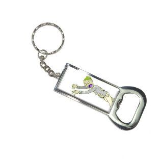 Graphics and More Bottlecap Opener Key Chain, Zombie Guy on White   Undead (KK6008) : Automotive Key Chains : Office Products