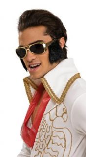 Rubie's Costume Elvis Presley Sunglasses with Attached Sideburns, Gold, One Size: Clothing