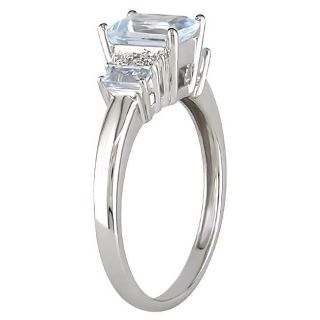 10k White Gold Aquamarine and Diamond Ring Gemstone Rings
