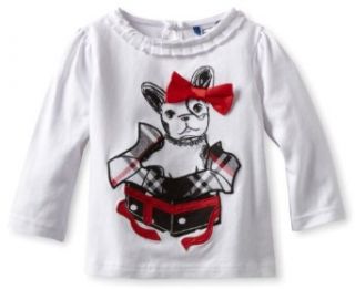 Hartstrings Baby girls Infant Dog Present Motif Long Sleeve T Shirt, White, 12 Months: Infant And Toddler T Shirts: Clothing