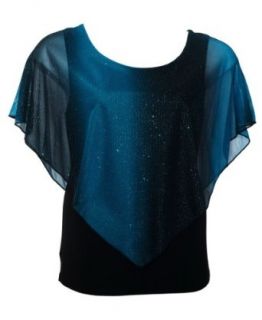 eVogues Plus Size Glitter Layered Look Poncho Top Teal at  Womens Clothing store: Tank Top And Cami Shirts
