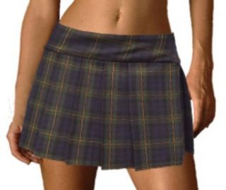 Deep Green Yellow Plus Size Schoolgirl Plaid Pleated Mini Skirt Hampstead: Clothing