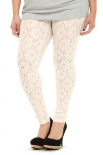 Cream Allover Lace Leggings at  Womens Clothing store