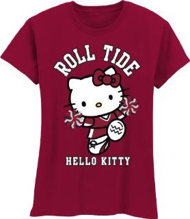 NCAA Alabama Crimson Tide Hello Kitty Pom Pom Girls Crew Tee Shirt (Cardinal, 4/5) : Sports Fan T Shirts : Sports & Outdoors