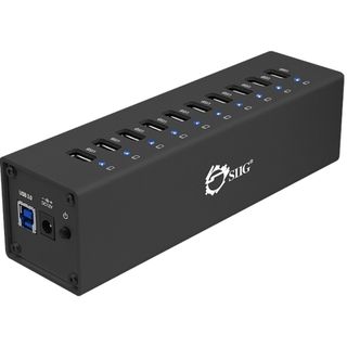SIIG USB 3.0 10 Port Aluminum Hub with 12V/5A Power Adapter Cables & Tools