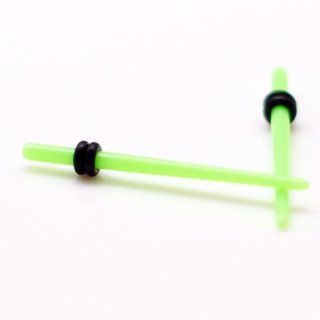 14G ~ 1.6mm ~ Green Neon Acrylic Ear Taper & Stretcher Ear Gauge Ear Plugs ~ Sold as a Pair: Jewelry