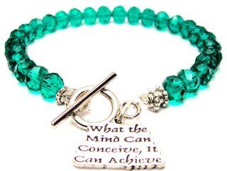 Never Put the Key to Happiness in Someone Elses Pocket Emerald Crystal Beaded Toggle Bracelet: Charm Bracelets: Jewelry