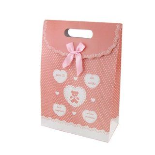 Pink Heart Dot Pattern Valentine Gift Present Paper Bag : Gift Wrap Bags : Beauty