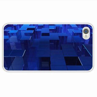 Custom Make Iphone 4 4S 3D Cubes Set Neon Light Of Beautiful Present White Cellphone Skin For Guays: Cell Phones & Accessories