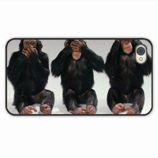 Diy Apple Iphone 4 & 4S Phone Cases Animals Monkeys Blind Deaf Dumb Improvisation Of Innervation Present Black Cell Phone Skin For Women Cell Phones & Accessories