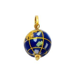 14K Yellow Gold Earth Globe Enamel Charm Pendant: The World Jewelry Center: Jewelry