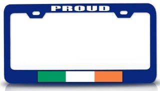 PROUD IRISH Country Flag Steel Metal License Plate Frame Bu. # 33: Automotive