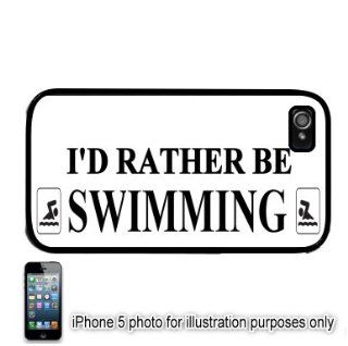 I'd Rather Be Swimming Apple iPhone 5 Hard Back Case Cover Skin Black: Cell Phones & Accessories