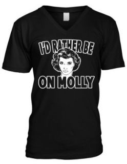 Id Rather Be On Molly Ecstacy Pure Form Club Drug Rap Party Mens V neck T shirt: Clothing