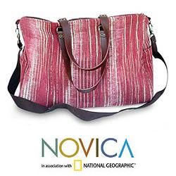 Handcrafted Cotton 'Lady From Lampang' Travel Bag (Thailand) Novica Backpacks/Luggage