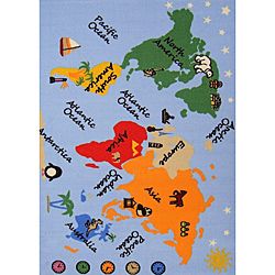 Kids' Non Skid World Map Rug (3'3 x 4'7) 3x5   4x6 Rugs