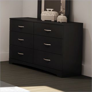 South Shore Maddox 6 Drawer Double Dresser in Pure Black   3107010