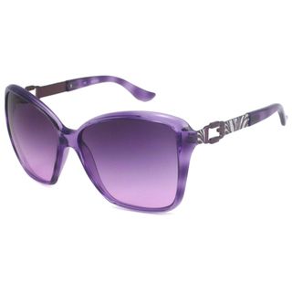 Guess Women's GU7039 Crystal Purple/Violet Gray Rectangular Sunglasses Guess Fashion Sunglasses