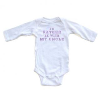 I'd Rather Be With My Uncle   Purple Design   White Long Sleeve Baby Bodysuit: Infant And Toddler Bodysuits: Clothing