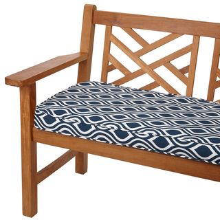 Wavy Stripe Navy 48 inch Indoor/ Outdoor Corded Bench Cushion Outdoor Cushions & Pillows