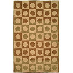 Handmade New Zealand Wool Checker Board Beige Rug (7'6 x 9'6) Safavieh 7x9   10x14 Rugs
