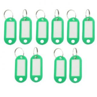 10PCS Portable Green Plastic Key Name Notes Tags ID Labels w Split Keychain Clothing